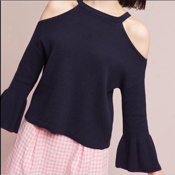 Anthropologie Sweaters - Anthropologie Fluted Sleeve Cold Shoulder Sweater